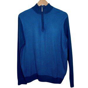 Geoffrey Beene Men's Size Small Blue Stripped 1/4 zip Nautical Sweater